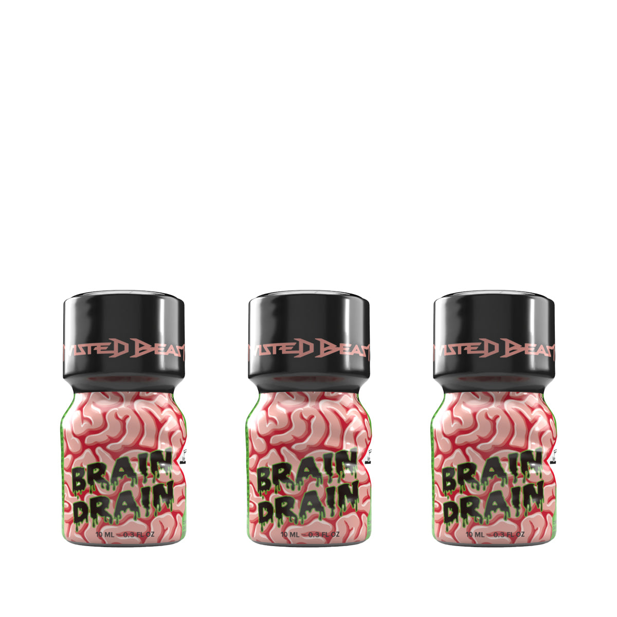 A triple pack of 10ml Brain Drain poppers.