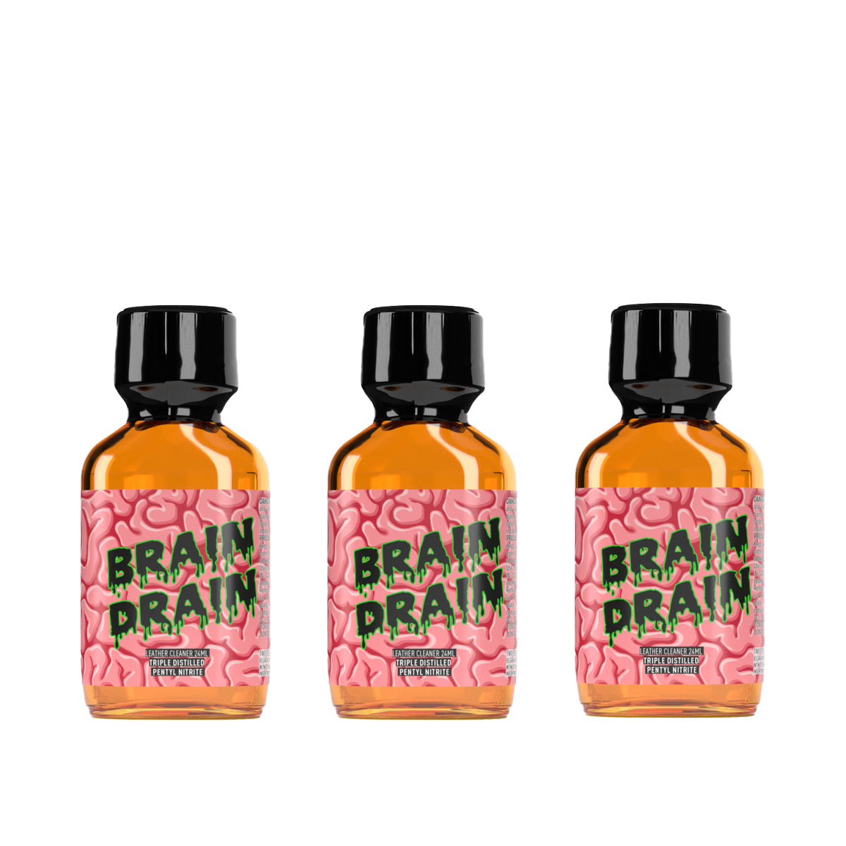 A triple pack of Brain Drain poppers 