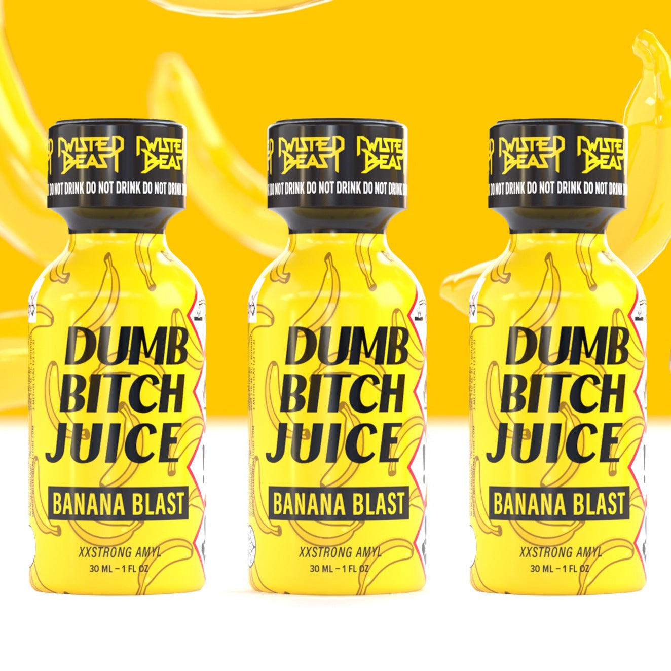 Three bottles of Dumb Bitch Juice Banana Blast