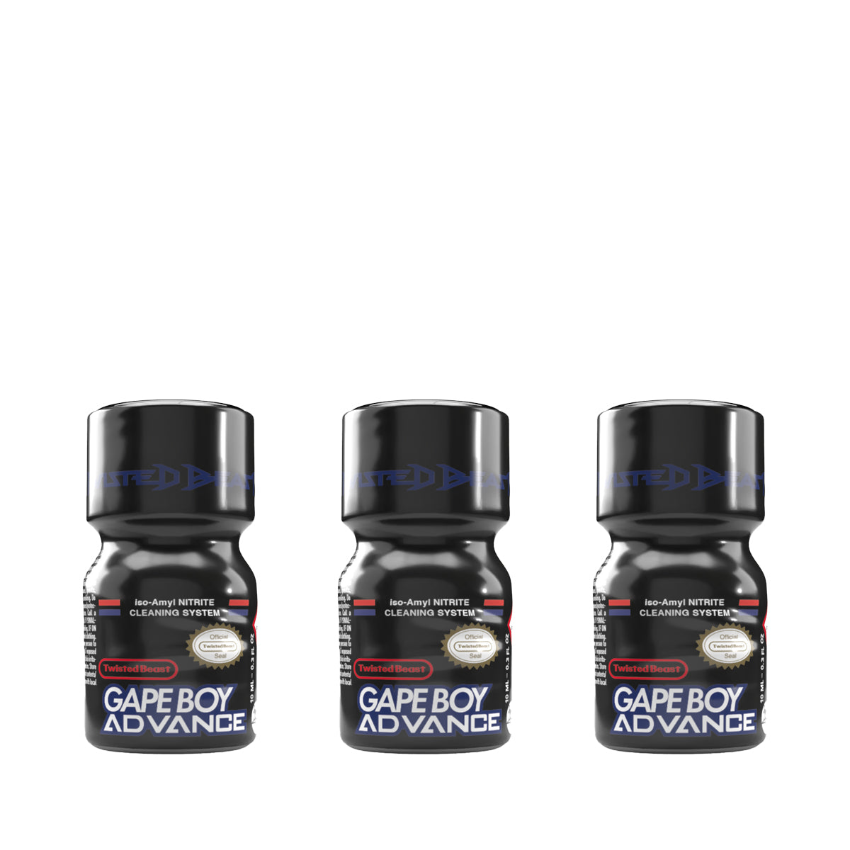 A triple pack of Gape Boy Advance Poppers.