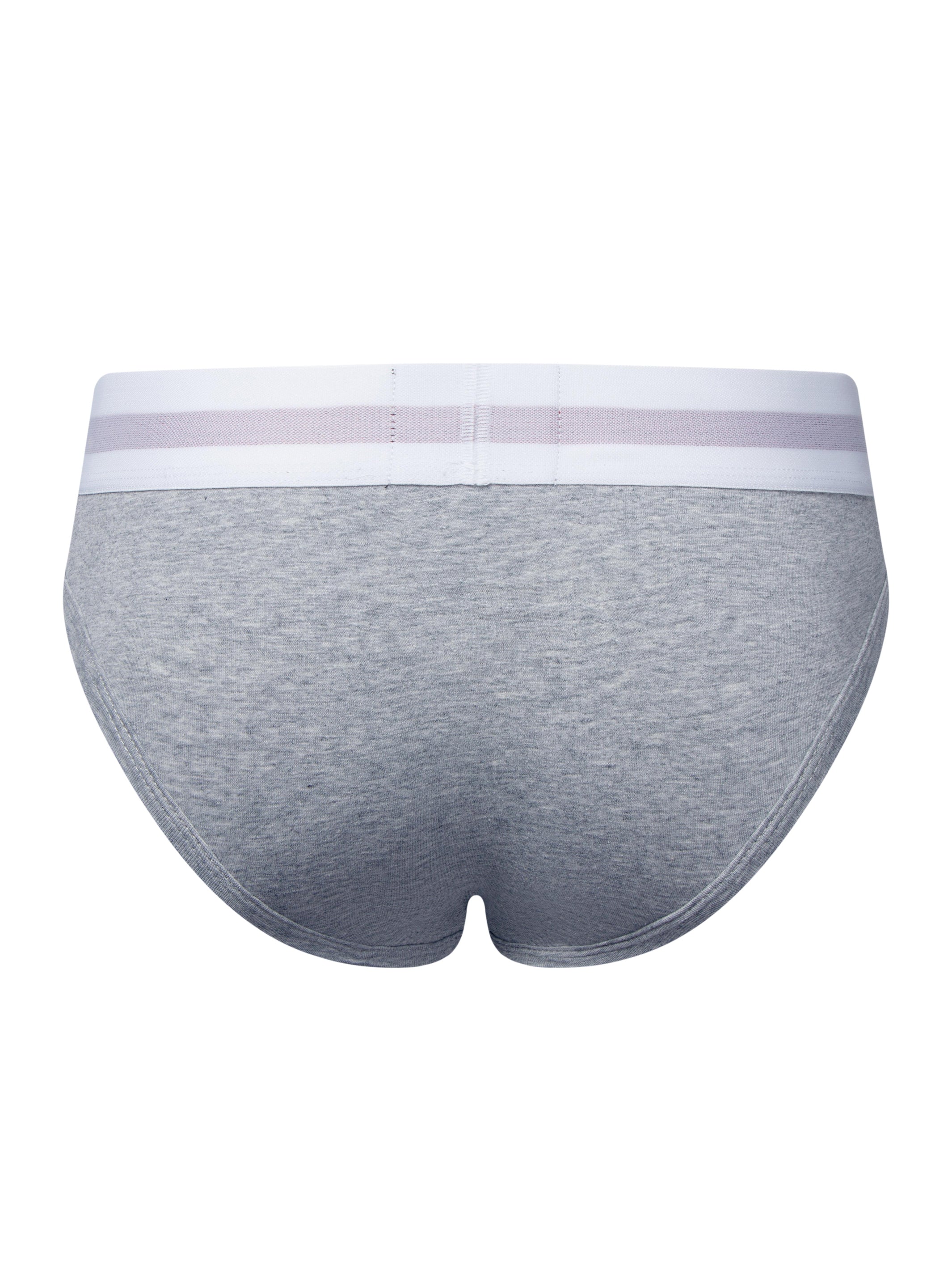 A pair of Insignia Brief's in Grey by Twisted Beast from the back.
