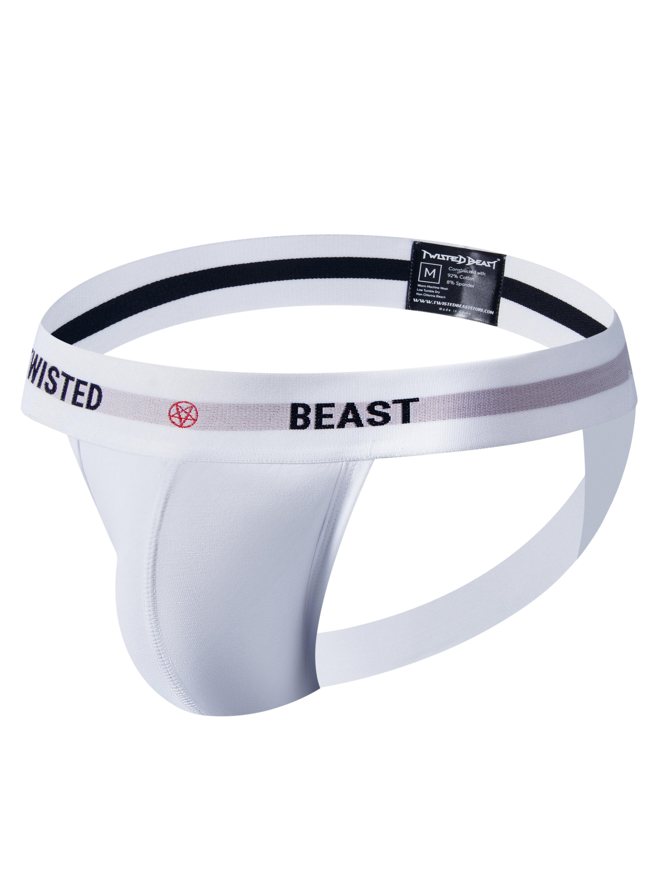 A side product photo of a white Insignia Jock by Twisted Beast.