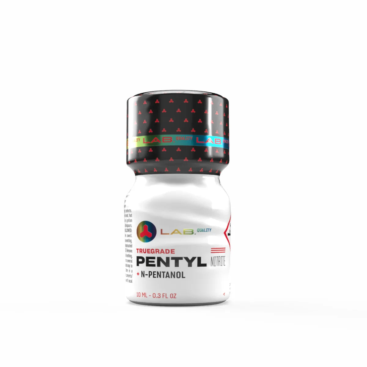 A product photo of a 10ml bottle of Lab Quality n-Pentyl poppers.