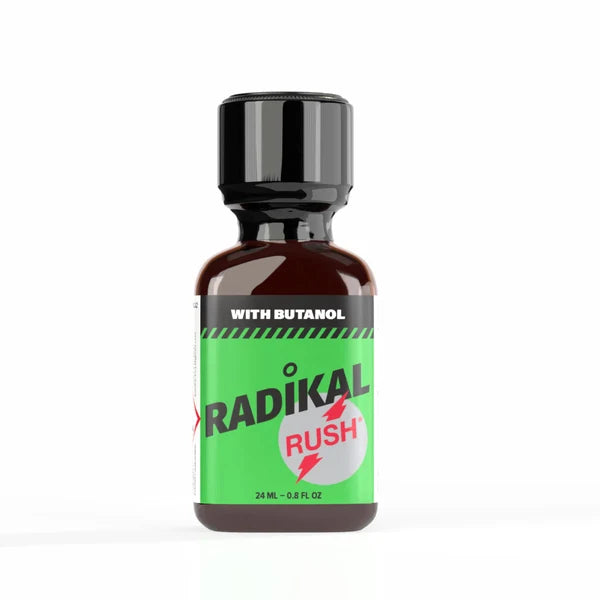 A 24ml bottle of Radikal Rush Butanol poppers.
