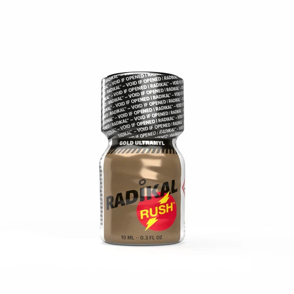 A bottle of Radikal Rush Gold Ultramyl poppers 10ml