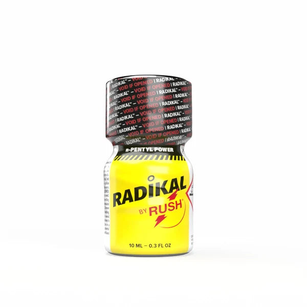 A 10ml bottle of Radikal Rush n-Pentyl Power poppers.