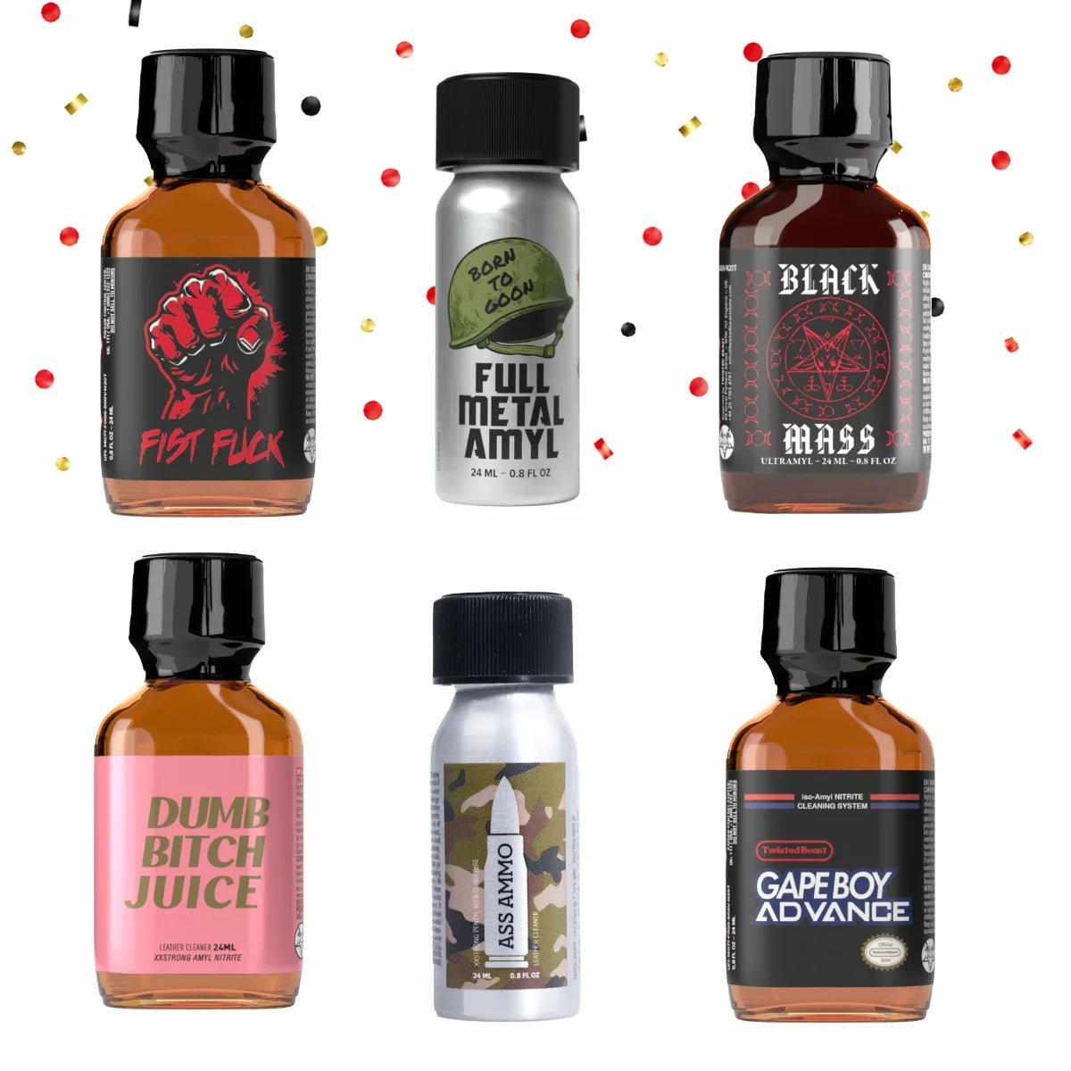 A product photo of an Amyl Popper variety pack to celebrate Twisted Beast's Birthday.