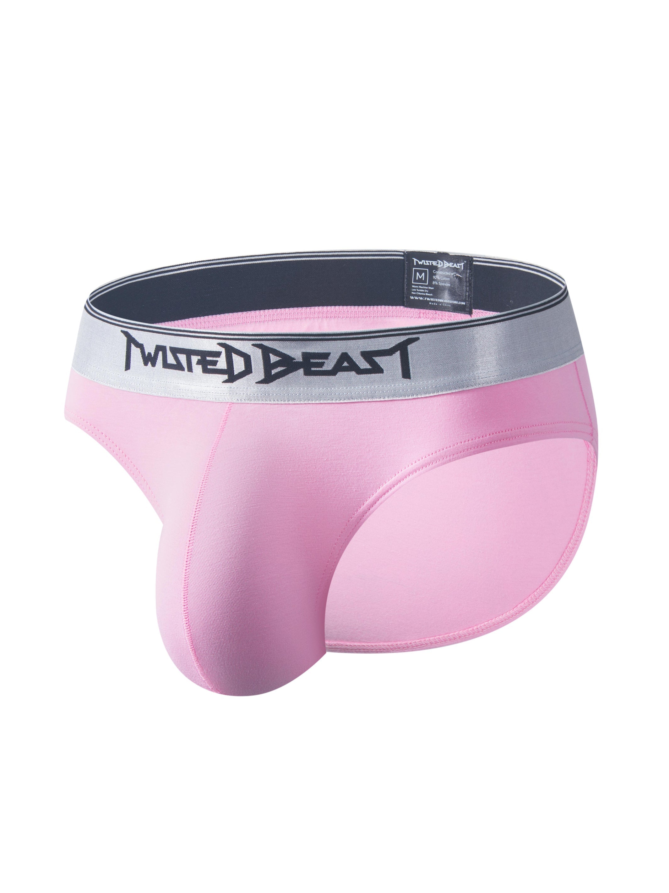 A pair of pink Y2K Briefs by Twisted Beast.