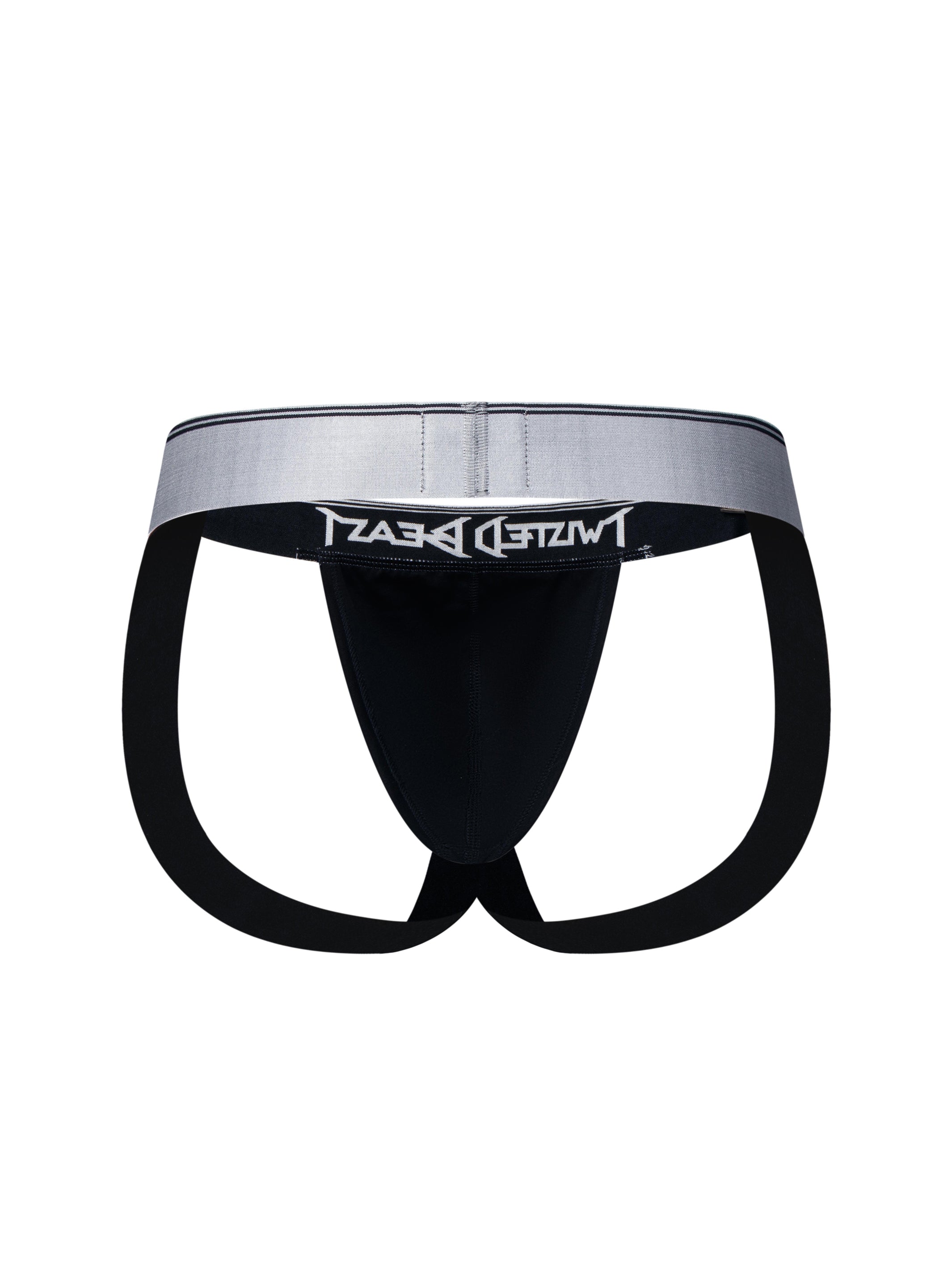 A back product photo of a Y2K Jock in black.